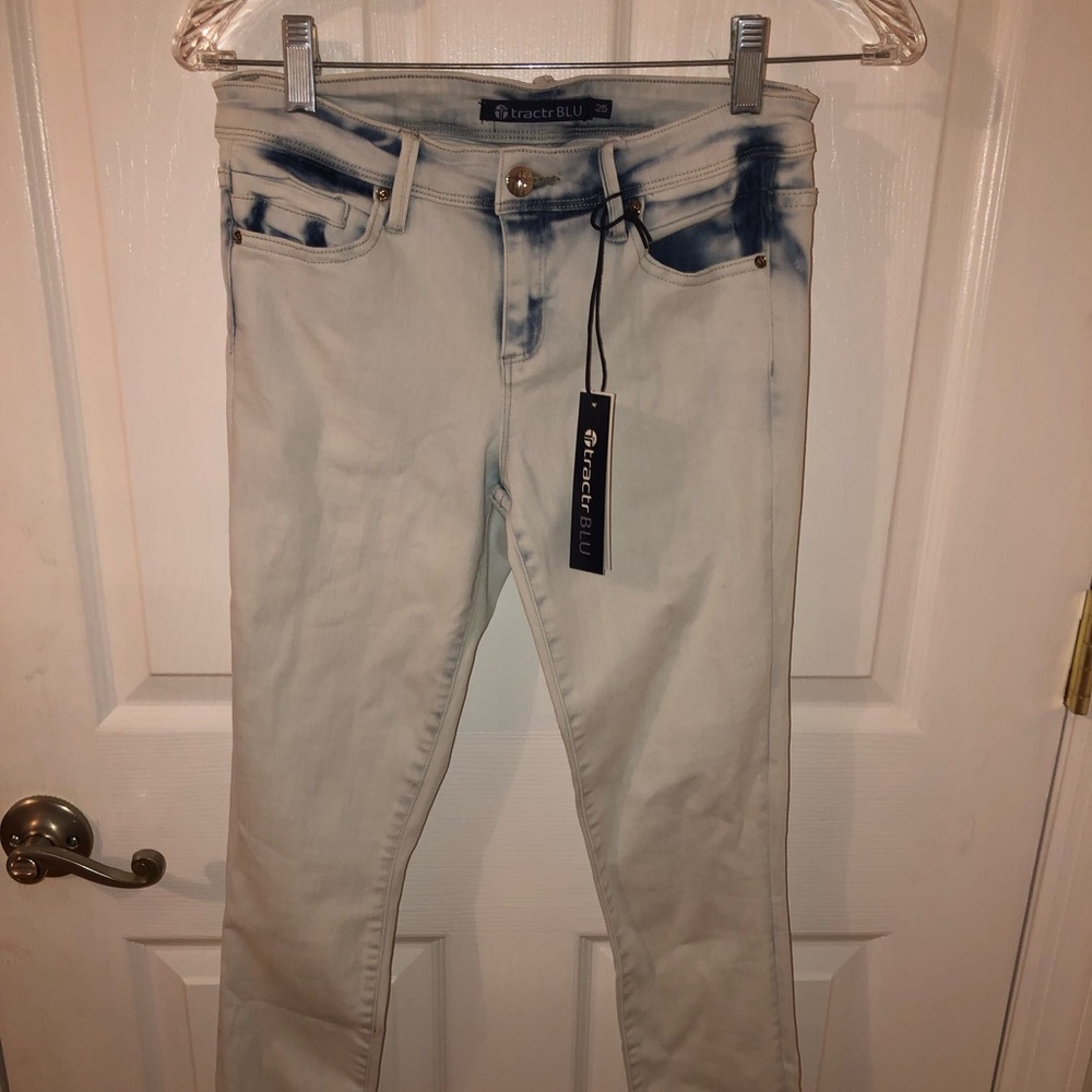 Blue and white tie dye jeans